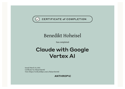 Zertifikat: Claude with Google Cloud's Vertex AI